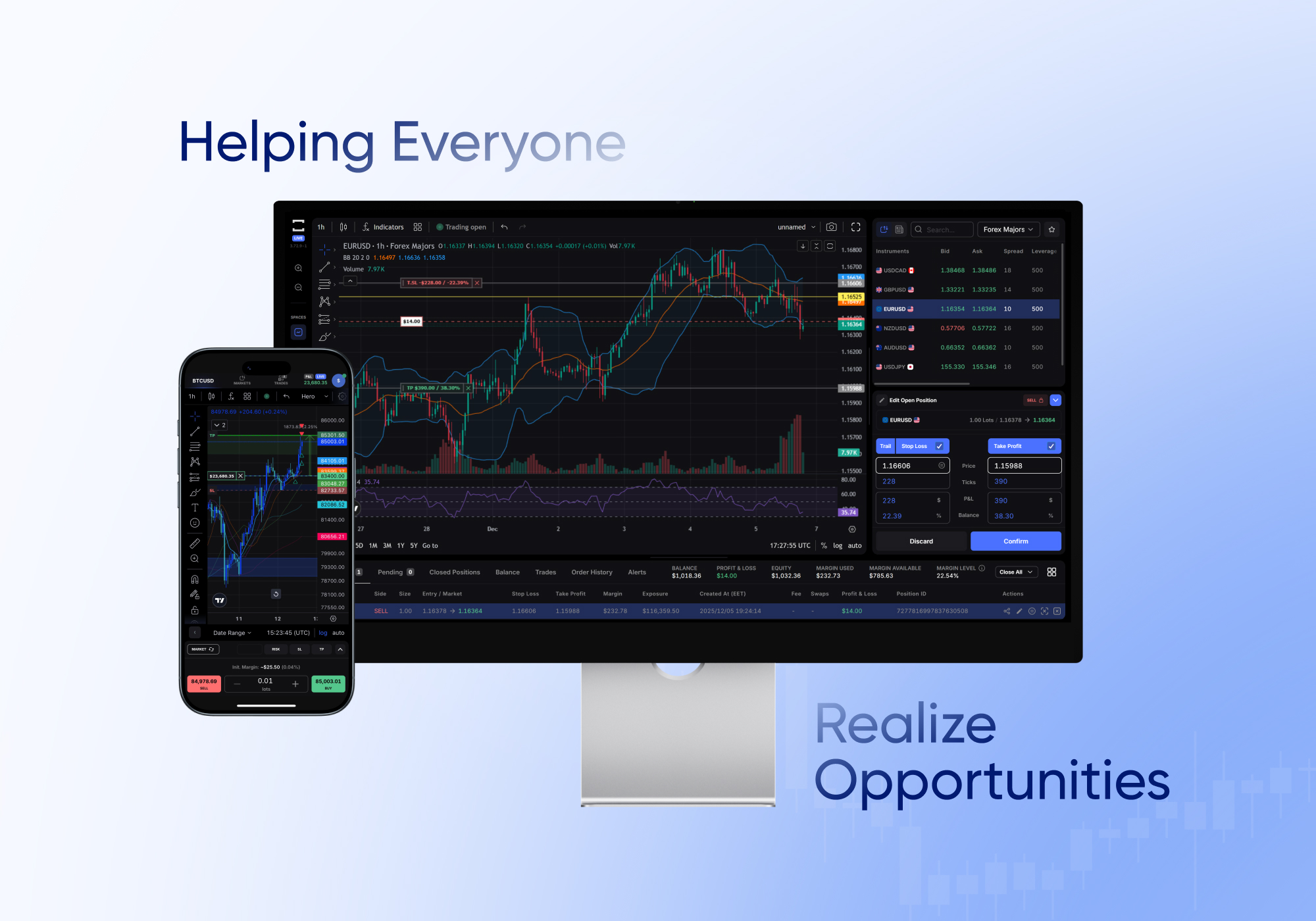 HeroFX Trading Dashboard Interface and Registration Screen